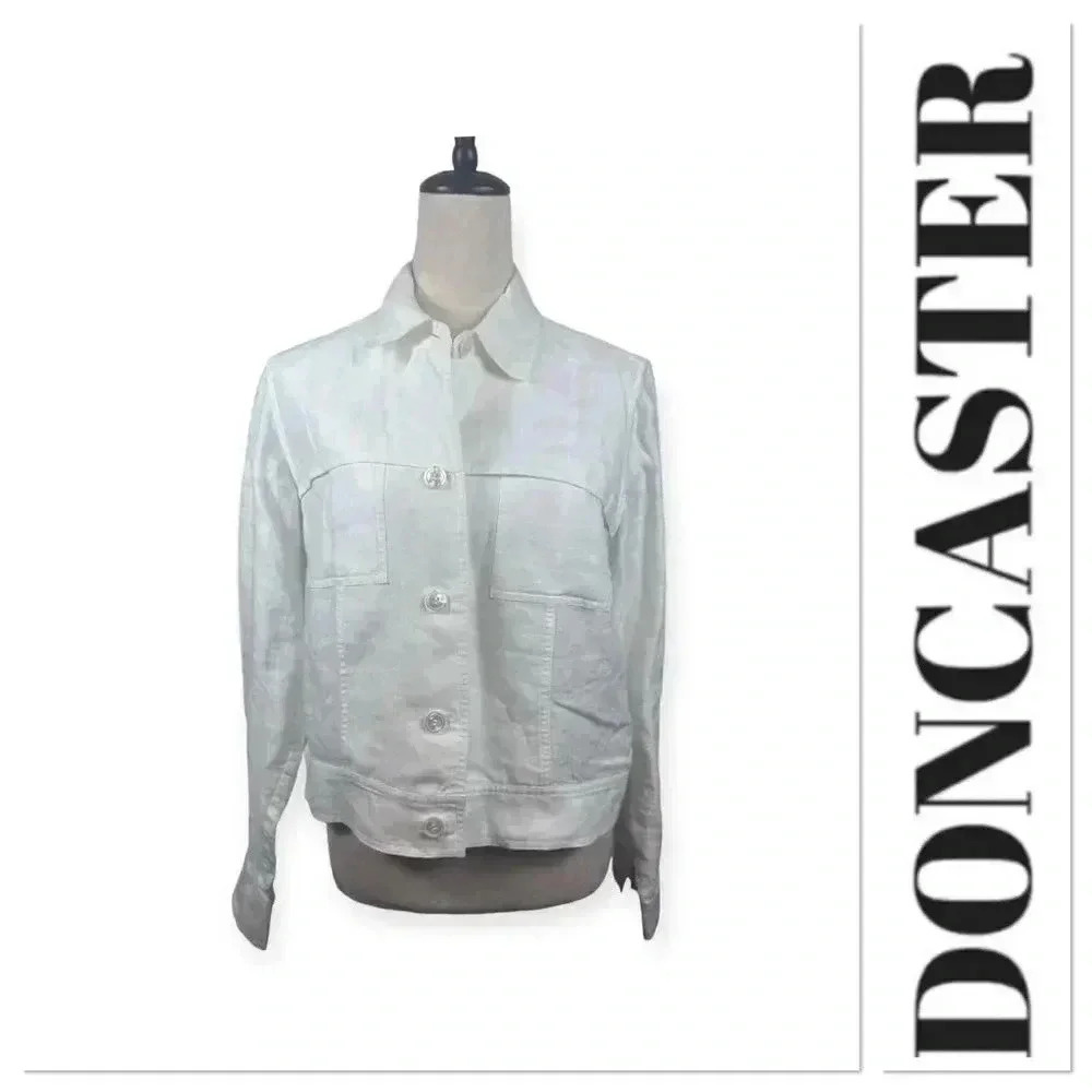Doncaster White Linen Button Front Jacket Size 4 - image 1